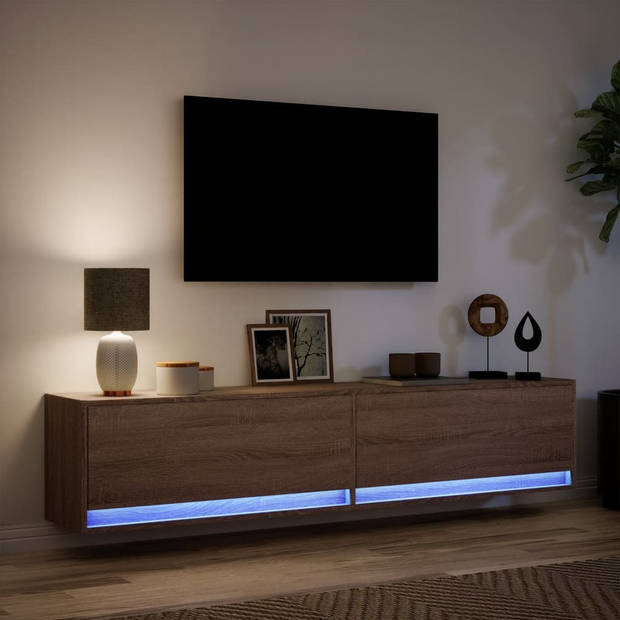 vidaXL Tv-wandmeubel met LED-verlichting 180x31x38 cm bruin eikenkleur