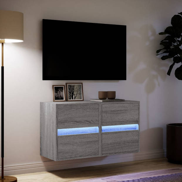 vidaXL Tv-wandmeubels met LED 2 st 41x31x45 cm grijs sonoma eikenkleur