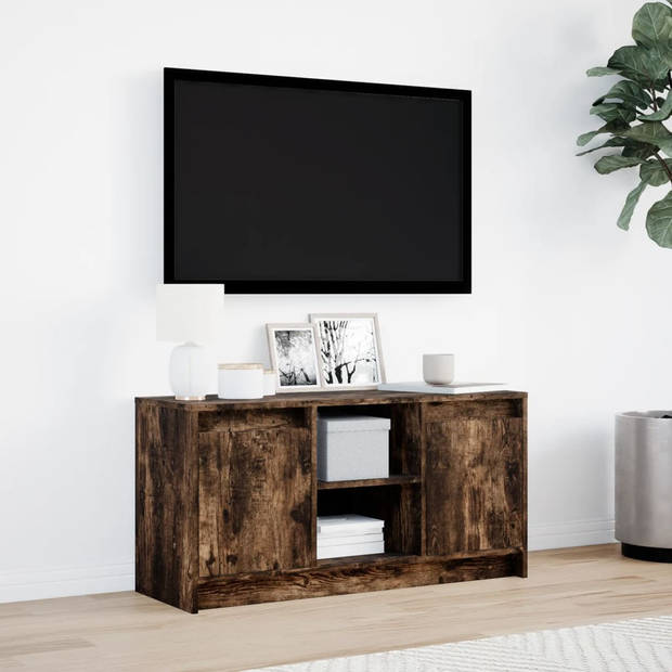 vidaXL Tv-meubel met LED 100x34x50 cm bewerkt hout gerookt eikenkleur