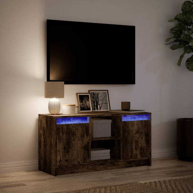 vidaXL Tv-meubel met LED 100x34x50 cm bewerkt hout gerookt eikenkleur