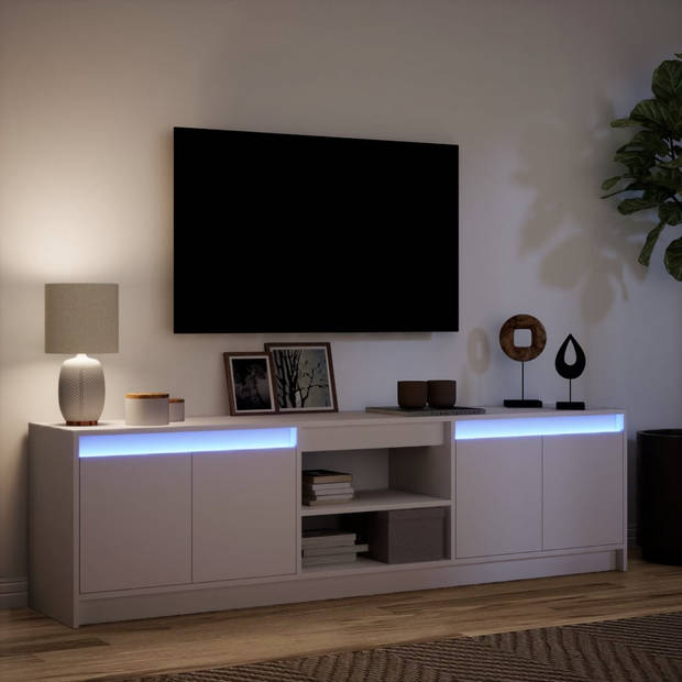 vidaXL Tv-meubel met LED 180x34x50 cm bewerkt hout wit