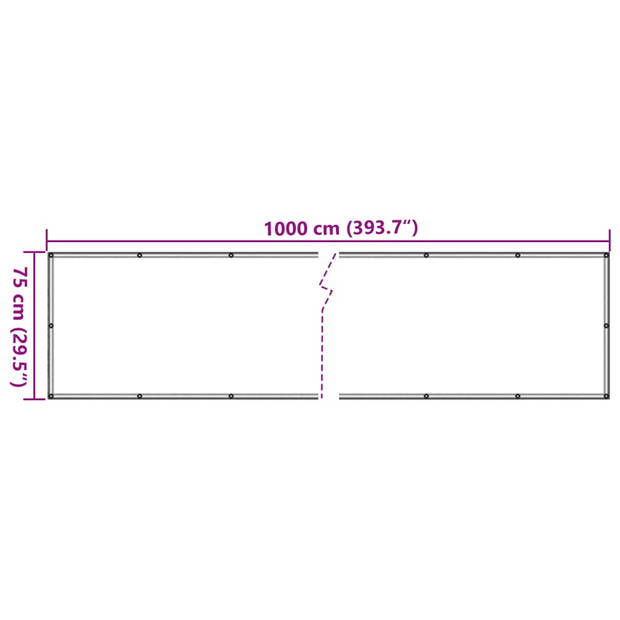 vidaXL Balkonscherm 1000x75 cm PVC grijs