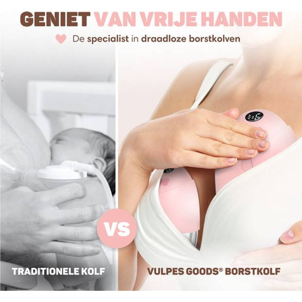 Vulpes Goods - Elektrische Draadloze Borstkolf MAX – Incl. 60 moedermelkbewaarzakjes - Draagbaar & Oplaadbaar