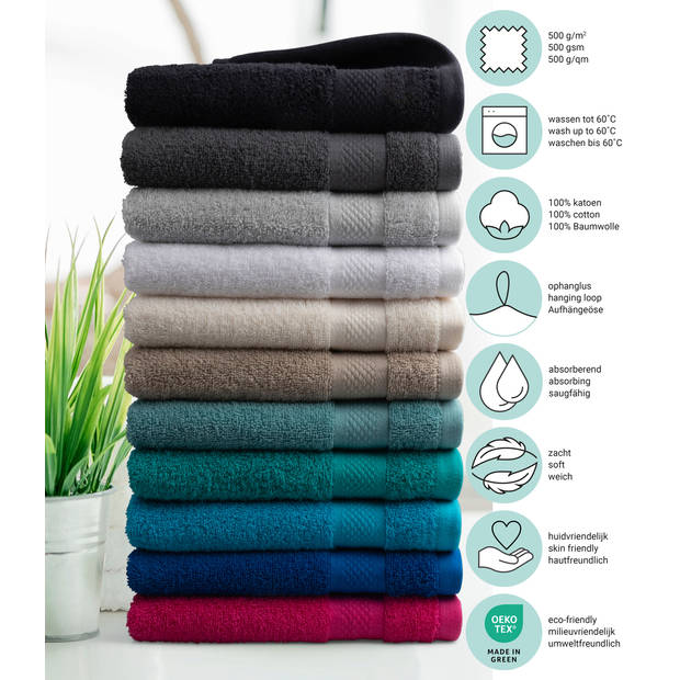 DoubleDry Washand Hotel Collectie - 6 stuks - 16x21 - zwart