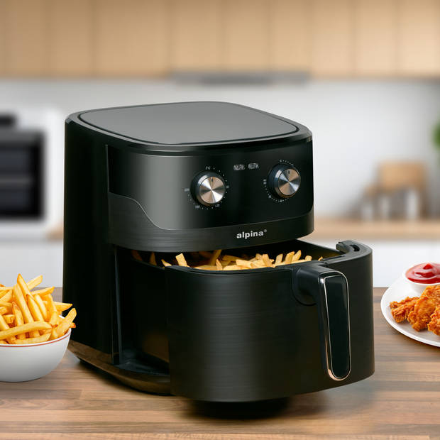 alpina Airfryer XL - Heteluchtfriteuse 6L - Air Fryer voor 4 tot 6 Personen - Hetelucht Friteuse 80°C tot 200°C