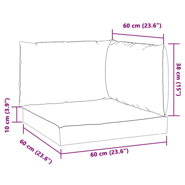 vidaXL Palletkussens 3 st stof gemêleerd beige