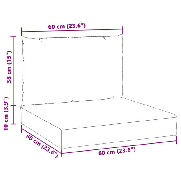 vidaXL Palletkussens 2 st stof gemêleerd rood