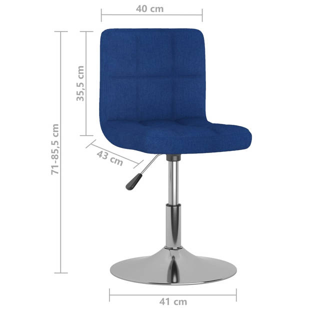 vidaXL Eetkamerstoelen 2 st draaibaar stof blauw