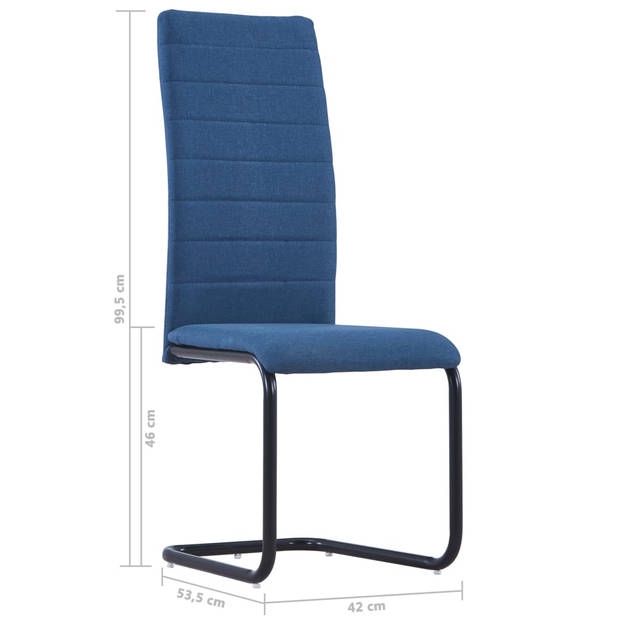 vidaXL Eetkamerstoelen 4 st stof blauw