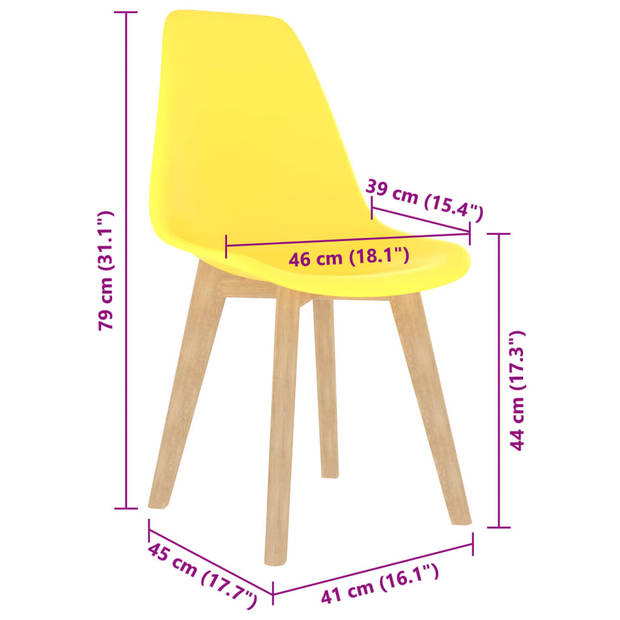 vidaXL Eetkamerstoelen 2 st kunststof geel