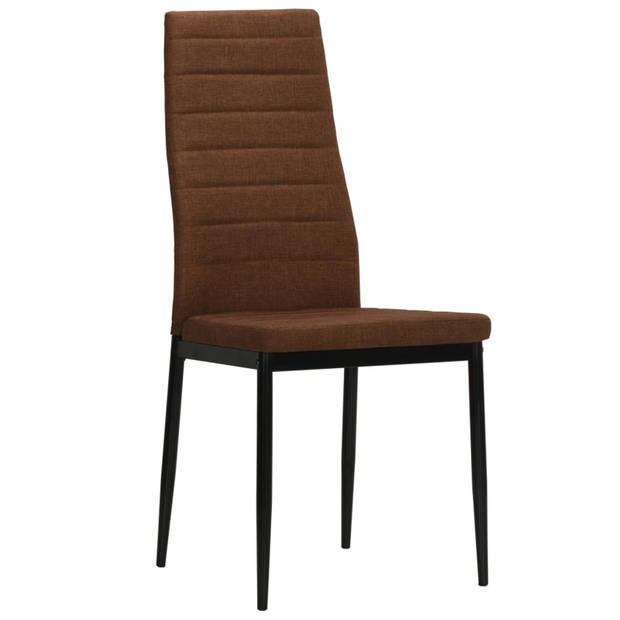 vidaXL Eetkamerstoelen 6 st stof bruin