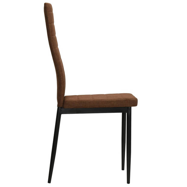 vidaXL Eetkamerstoelen 6 st stof bruin