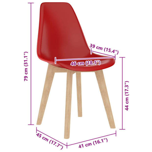 vidaXL Eetkamerstoelen 6 st kunststof rood