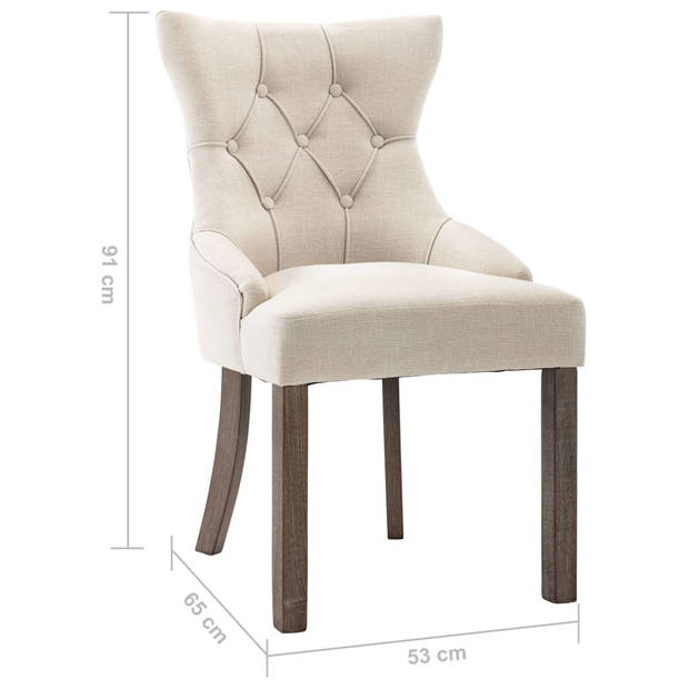 vidaXL Eetkamerstoelen 4 st stof beige