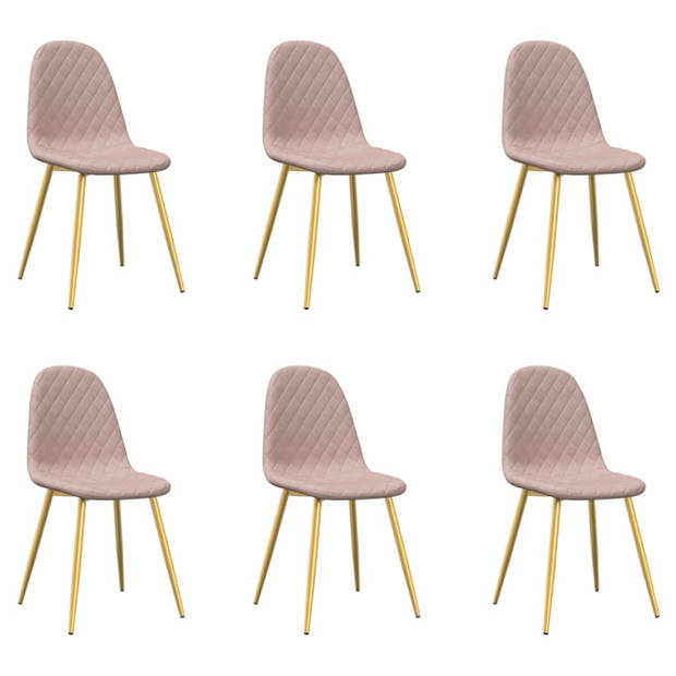 vidaXL Eetkamerstoelen 6 st fluweel roze