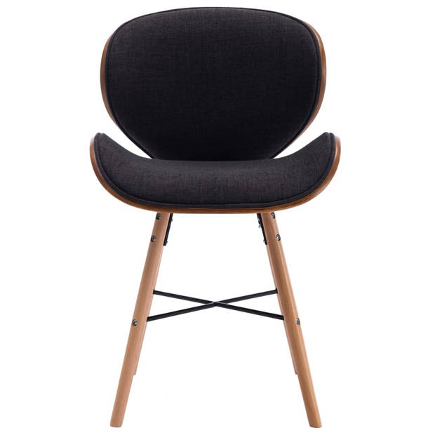 vidaXL Eetkamerstoelen 2 st stof en gebogen hout donkergrijs