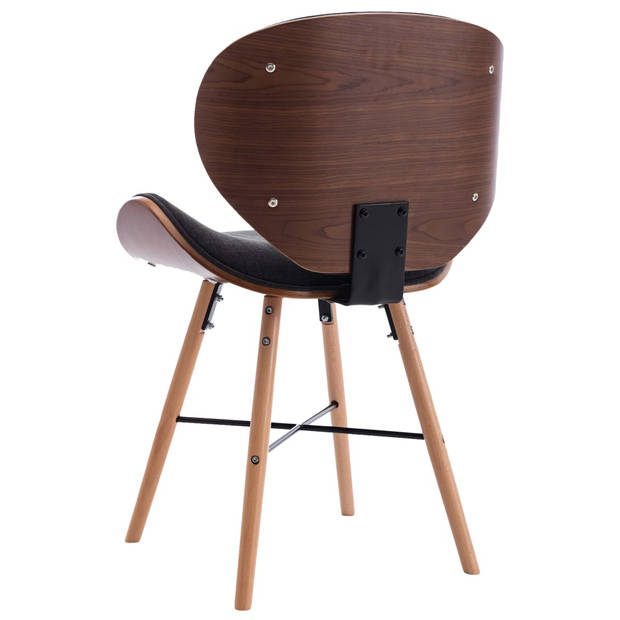 vidaXL Eetkamerstoelen 2 st stof en gebogen hout donkergrijs