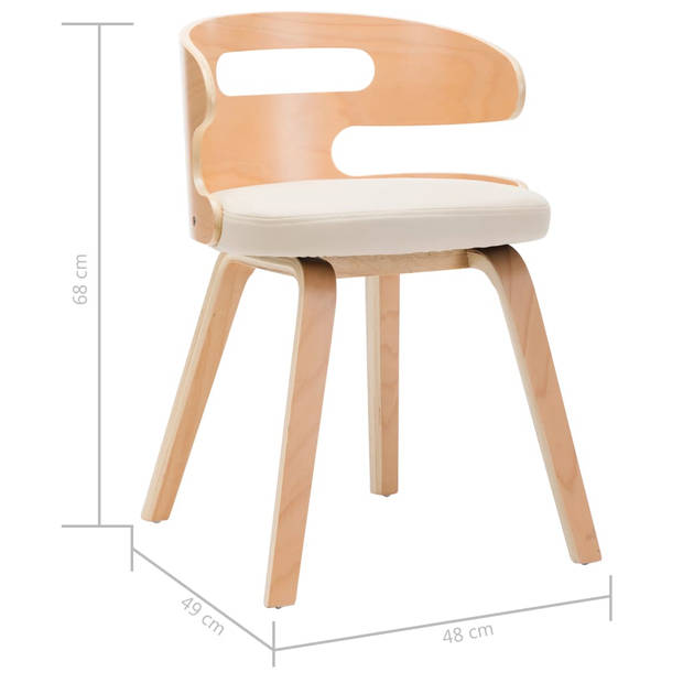 vidaXL Eetkamerstoelen 6 st gebogen hout en kunstleer crème