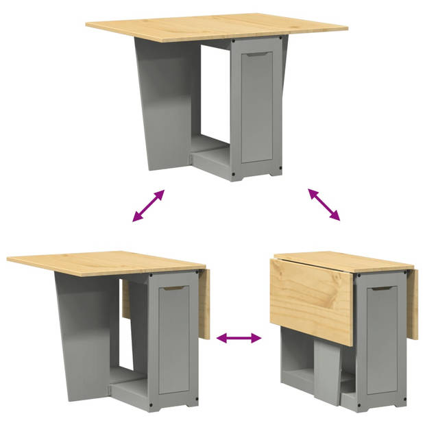 vidaXL Eettafel Corona inklapbaar massief grenenhout grijs