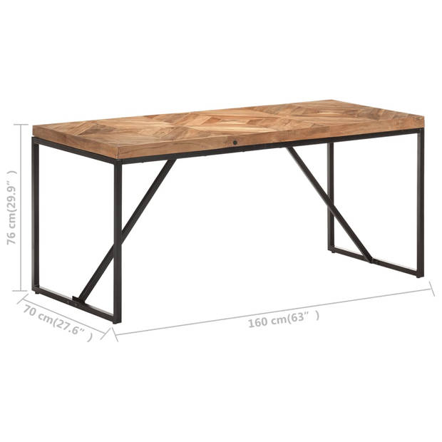 vidaXL Eettafel 160x70x76 cm massief acaciahout en mangohout