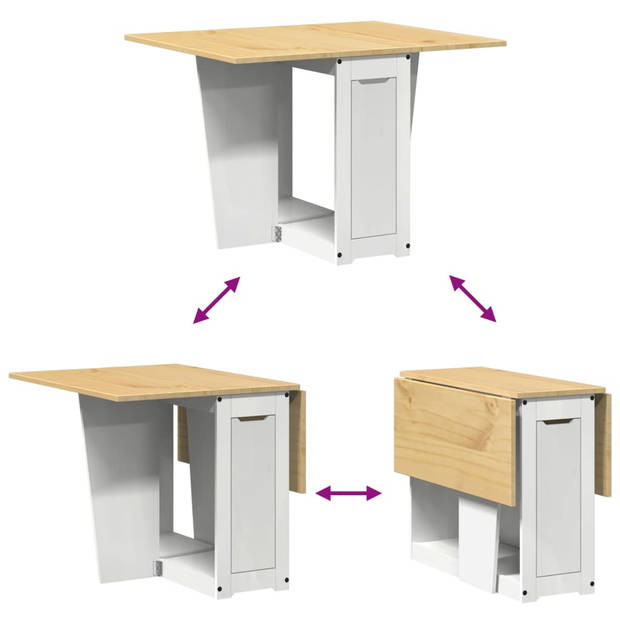 vidaXL Eettafel Corona inklapbaar massief grenenhout wit