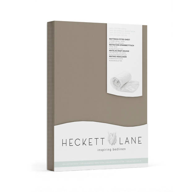 Heckett & Lane Hoeslaken Elementi Katoen Satijn 40cm Hoek - taupe grey