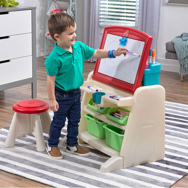 Step2 Flip & Doodle Easel Bureau met stoel voor kinderen 2-in-1 kinderbureau en schildersezel van plastic / kunststof