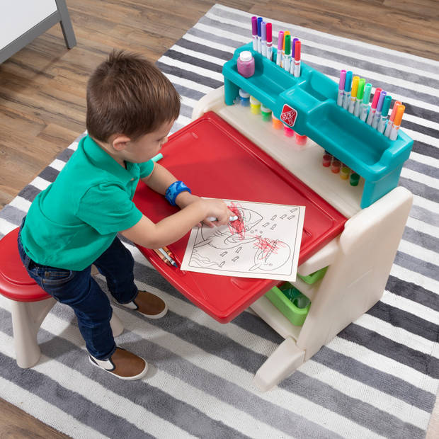 Step2 Flip & Doodle Easel Bureau met stoel voor kinderen 2-in-1 kinderbureau en schildersezel van plastic / kunststof