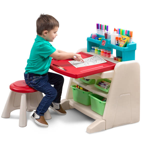 Step2 Flip & Doodle Easel Bureau met stoel voor kinderen 2-in-1 kinderbureau en schildersezel van plastic / kunststof