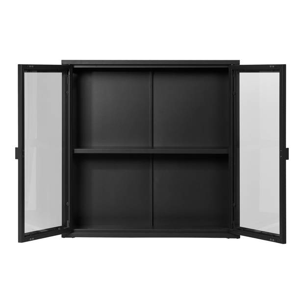 House Nordic - Hangende Wandkast Zwart Metaal - 2 Deuren - 80x18x80cm - Brisbane