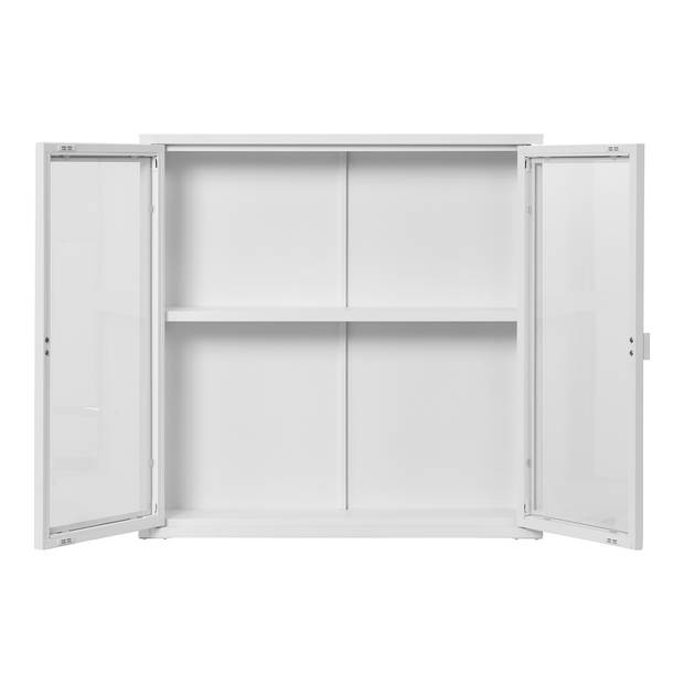 House Nordic - Hangende Wandkast Wit Metaal - 2 Deuren - 80x18x80cm - Brisbane