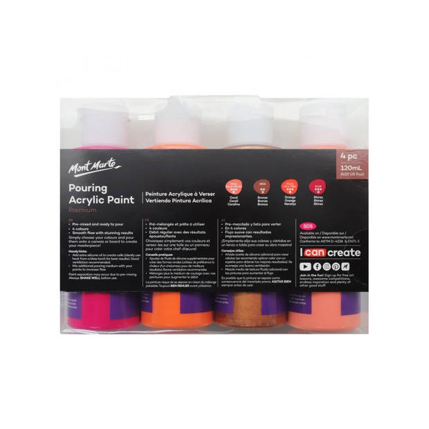 Mont Marte® Pouring Paint Symphony - 4 potjes pouringverf a 60 ml