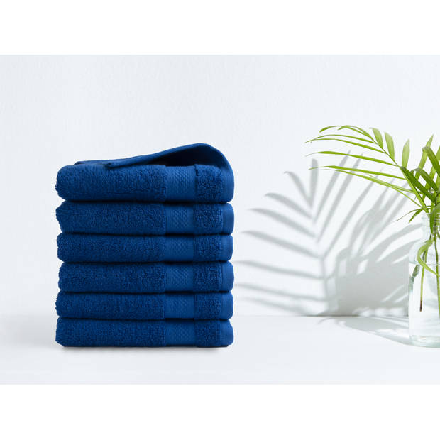 DoubleDry Handdoek Hotel Collectie - 6 stuks - 50x100 - klassiek blauw