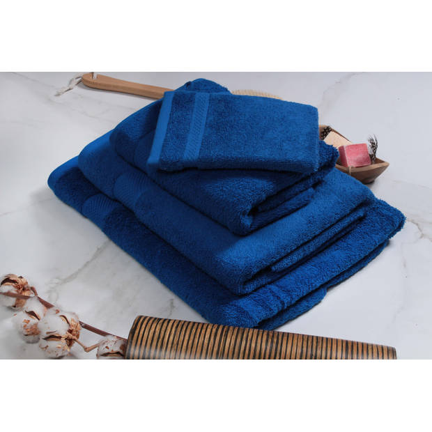 DoubleDry Handdoek Hotel Collectie - 6 stuks - 50x100 - klassiek blauw