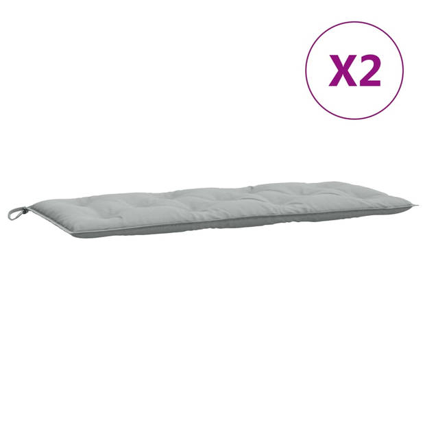 vidaXL Tuinbankkussens 2 st 120x50x7 cm stof gemêleerd lichtgrijs