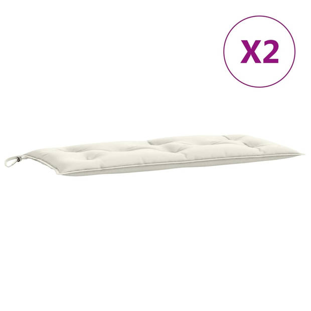 vidaXL Tuinbankkussens 2 st 100x50x7 cm stof gemêleerd crèmekleurig