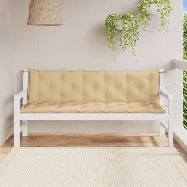 vidaXL Tuinbankkussens 2 st 180x50x7 cm stof gemêleerd beige