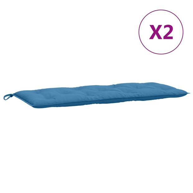 vidaXL Tuinbankkussens 2 st 120x50x7 cm stof gemêleerd blauw