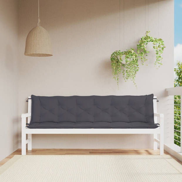 vidaXL Tuinbankkussens 2 st 200x50x7 cm oxford stof antracietkleurig