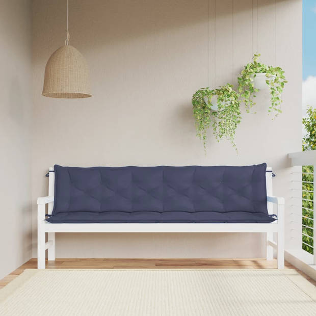 vidaXL Tuinbankkussens 2 st 200x50x7 cm oxford stof marineblauw