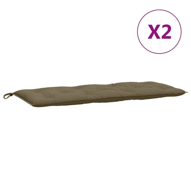 vidaXL Tuinbankkussens 2 st 120x50x7 cm stof gemêleerd taupe