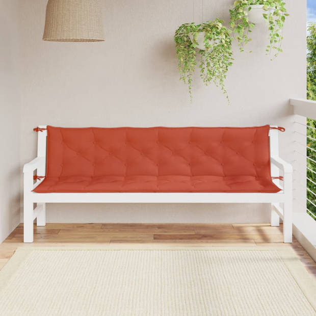 vidaXL Tuinbankkussens 2 st 200x50x7 cm stof gemêleerd rood