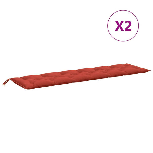 vidaXL Tuinbankkussens 2 st 200x50x7 cm stof gemêleerd rood