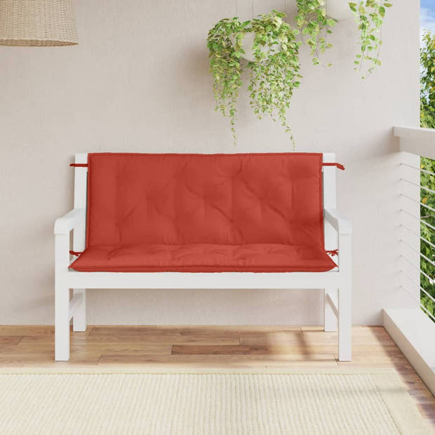 vidaXL Tuinbankkussens 2 st 120x50x7 cm stof gemêleerd rood