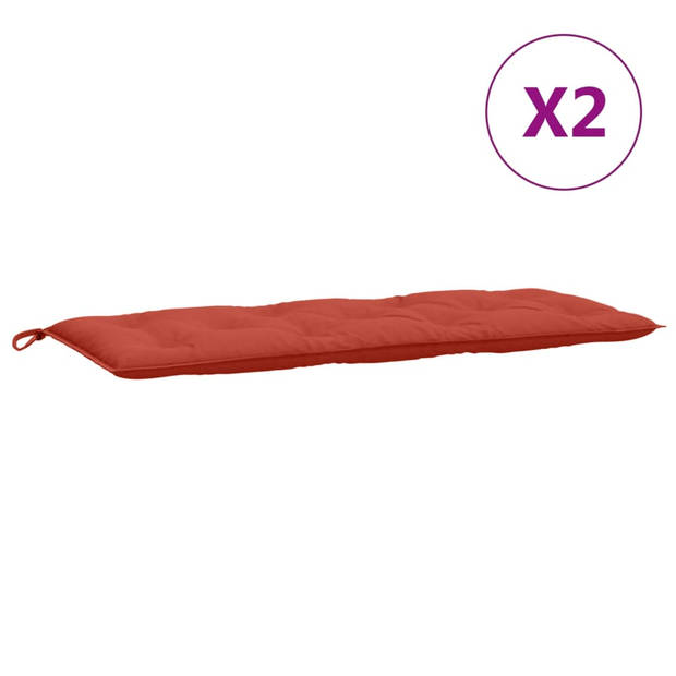 vidaXL Tuinbankkussens 2 st 120x50x7 cm stof gemêleerd rood