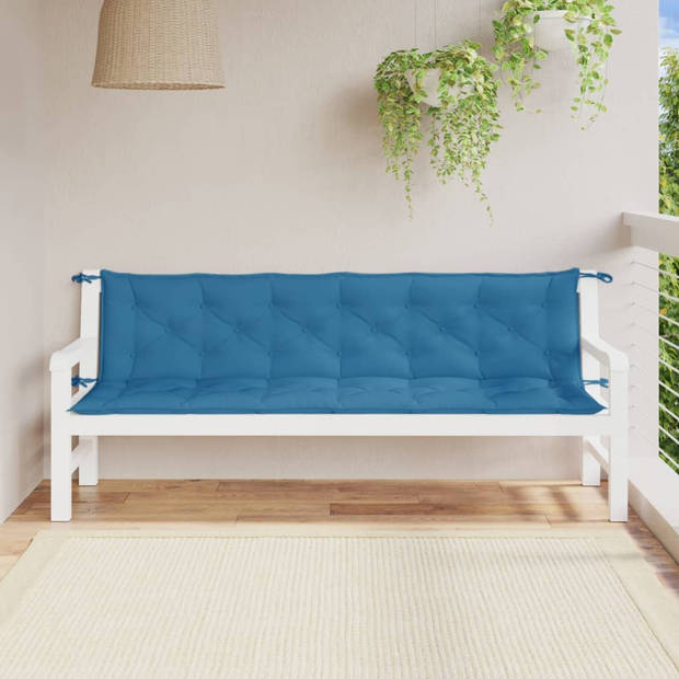 vidaXL Tuinbankkussens 2 st 200x50x7 cm stof gemêleerd blauw