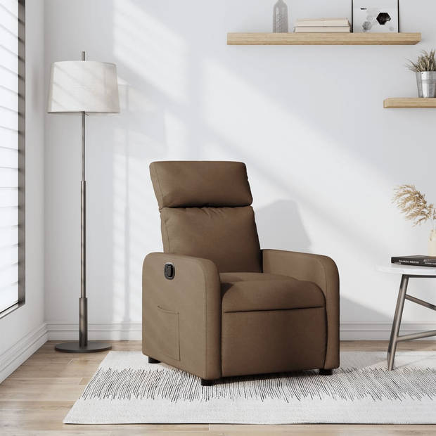 vidaXL Fauteuil verstelbaar stof bruin