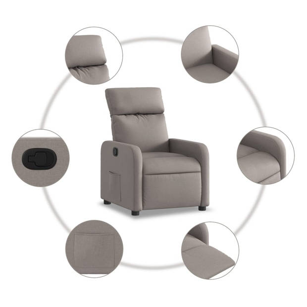 vidaXL Fauteuil verstelbaar stof taupe