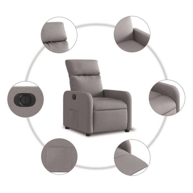 vidaXL Fauteuil verstelbaar elektrisch stof taupe