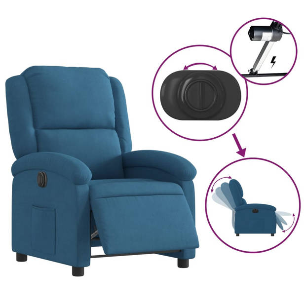 vidaXL Fauteuil elektrisch verstelbaar fluweel blauw